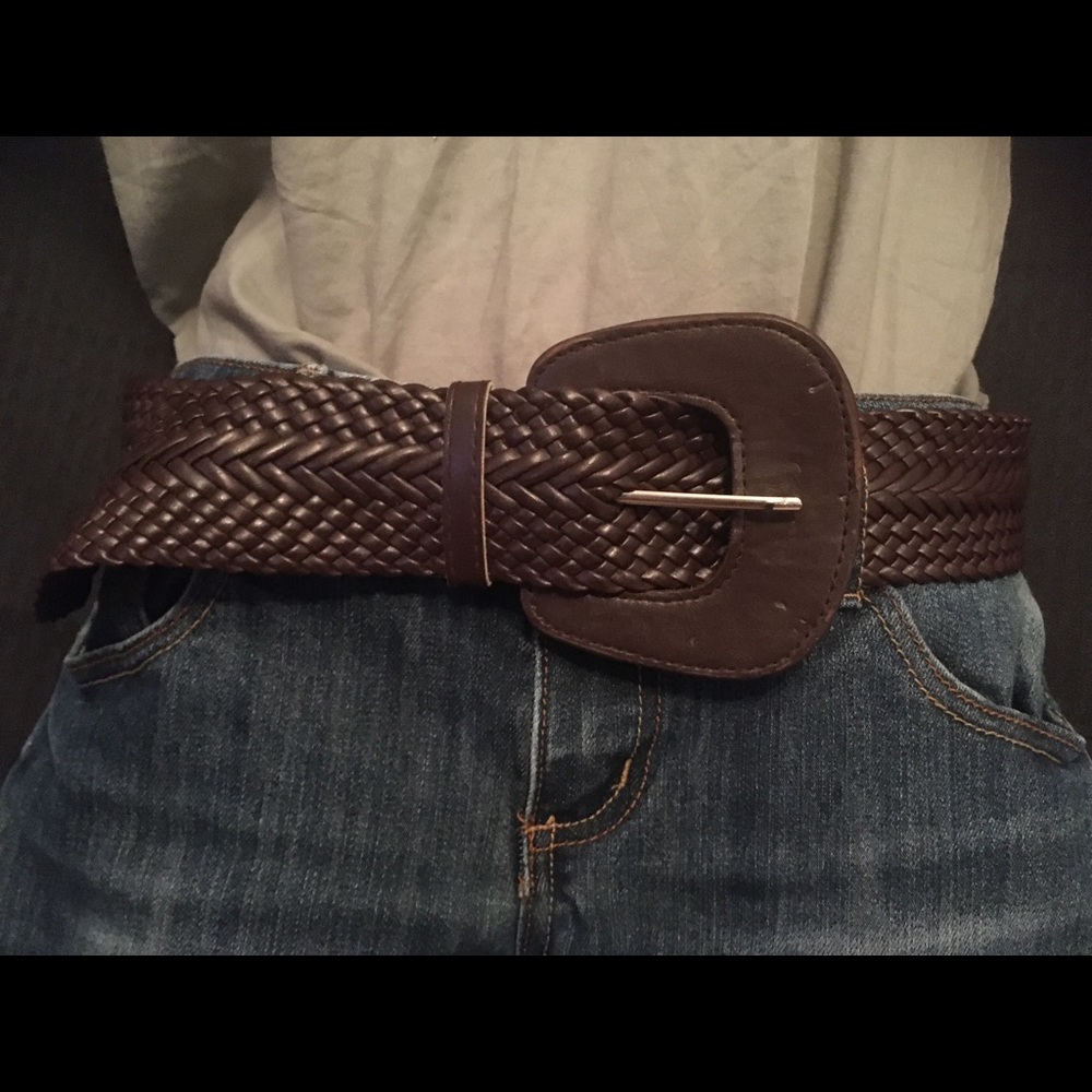 Brown thick braided belt